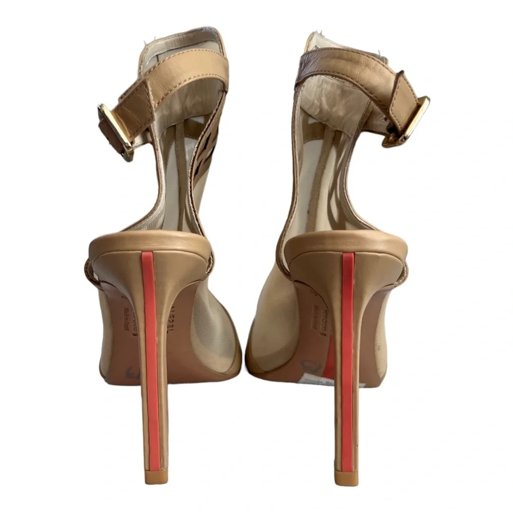 Alepel Mesh Detail Women’s Pump Size 6 Champagne/Gold Stilleto - Picture 4 of 8